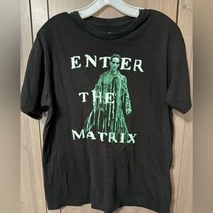 Ripple Junction Black T-Shirt with Green Matrix Graphic